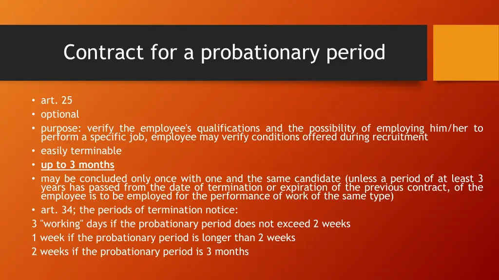 contract for a probationary period