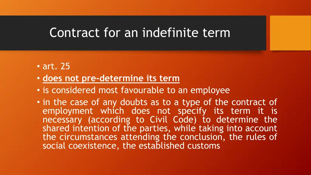 contract for an indefinite term