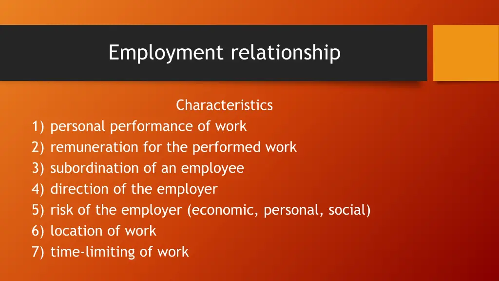 employment relationship 1