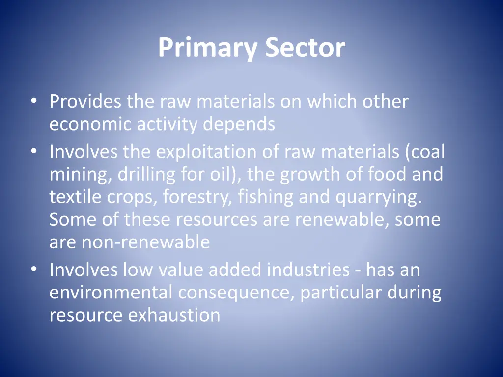 primary sector