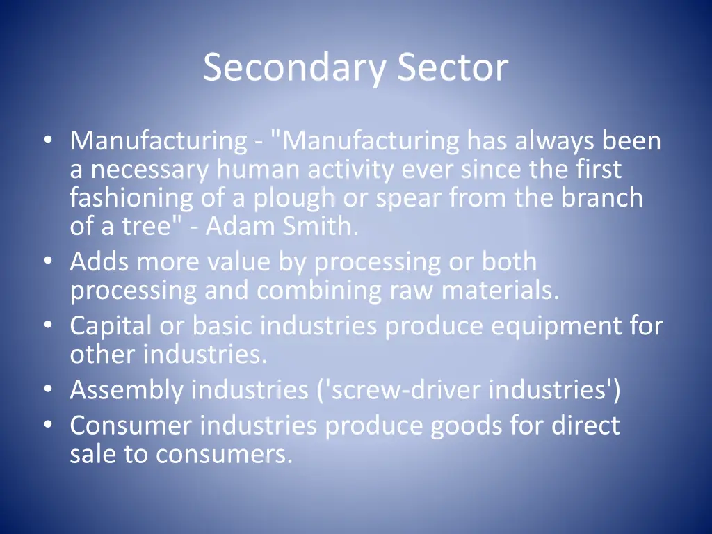 secondary sector