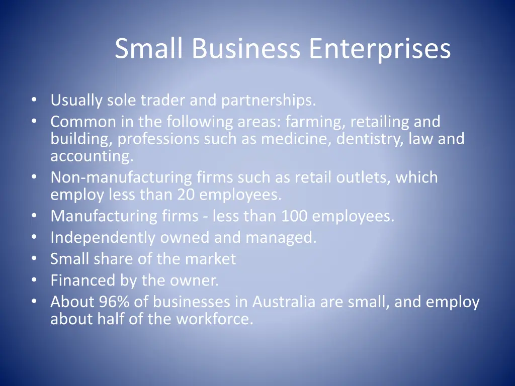 small business enterprises