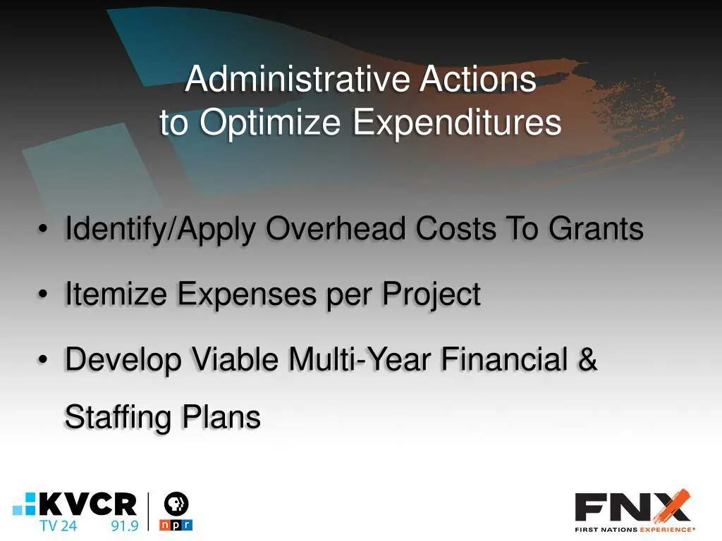 administrative actions to optimize expenditures