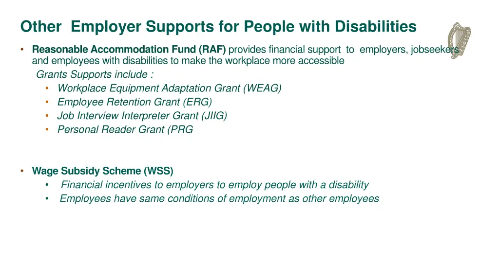 other employer supports for people with