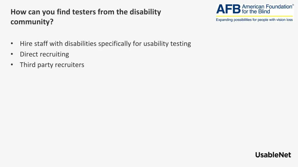 how can you find testers from the disability