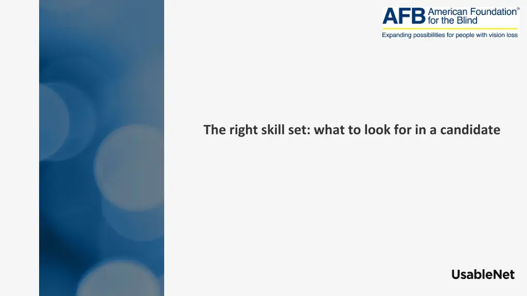 the right skill set what to look