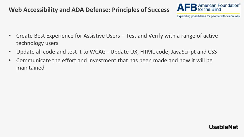 web accessibility and ada defense principles