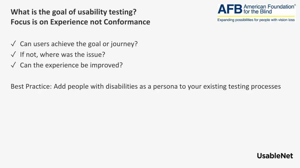 what is the goal of usability testing focus