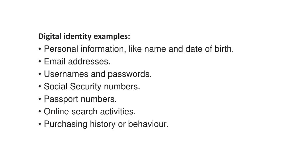 digital identity examples personal information