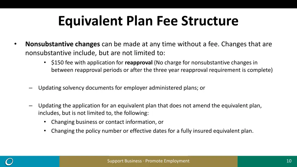 equivalent plan fee structure 1