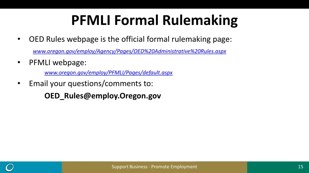 pfmli formal rulemaking 1