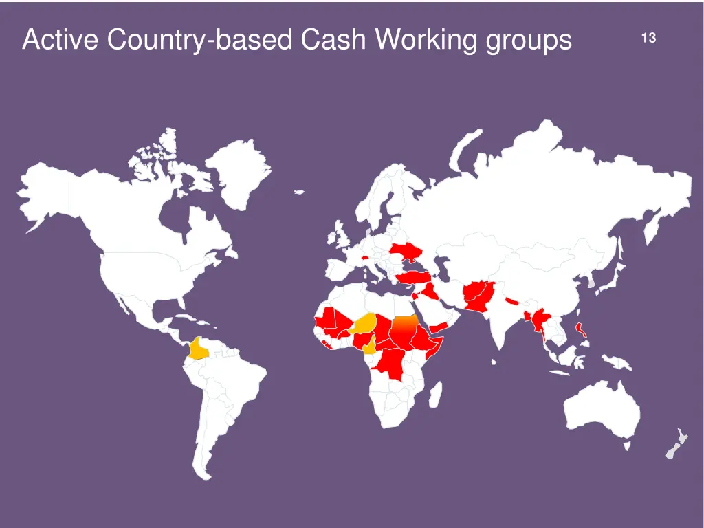 active country based cash working groups