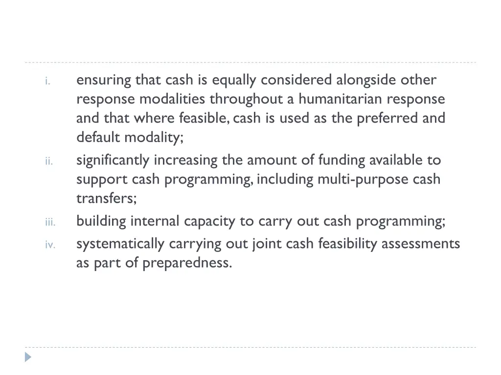 ensuring that cash is equally considered