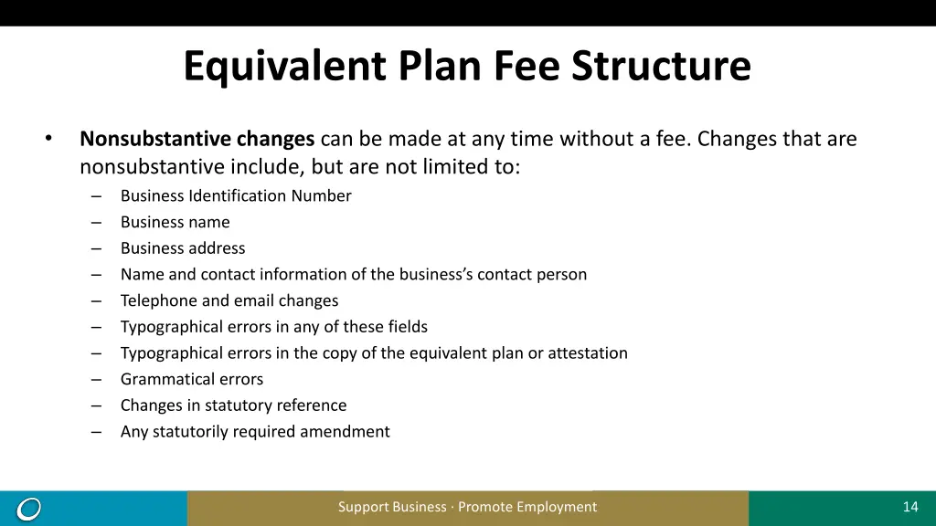 equivalent plan fee structure 1