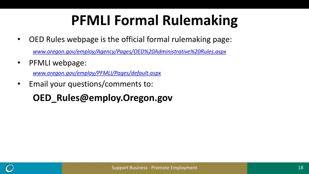 pfmli formal rulemaking 1