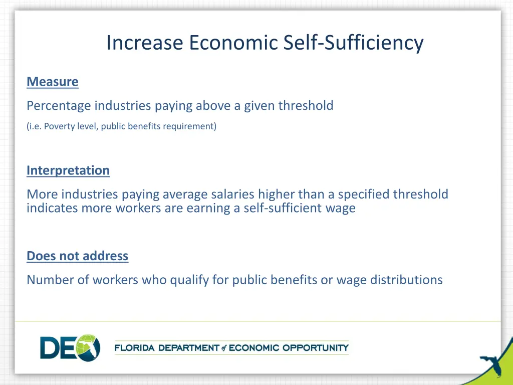 increase economic self sufficiency