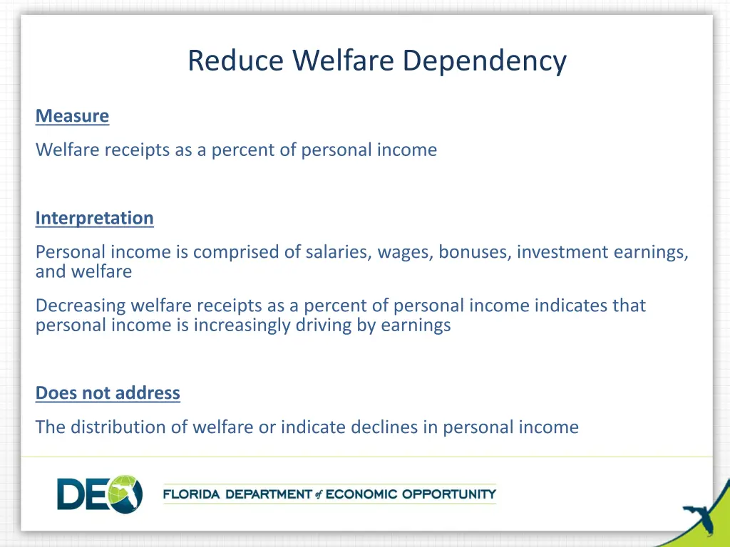 reduce welfare dependency