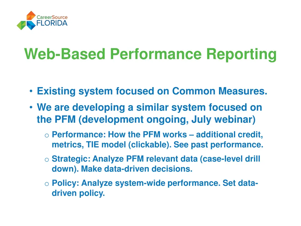 web based performance reporting