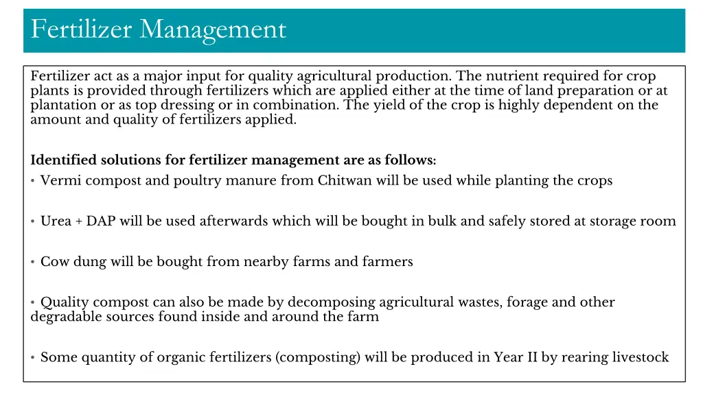 fertilizer management