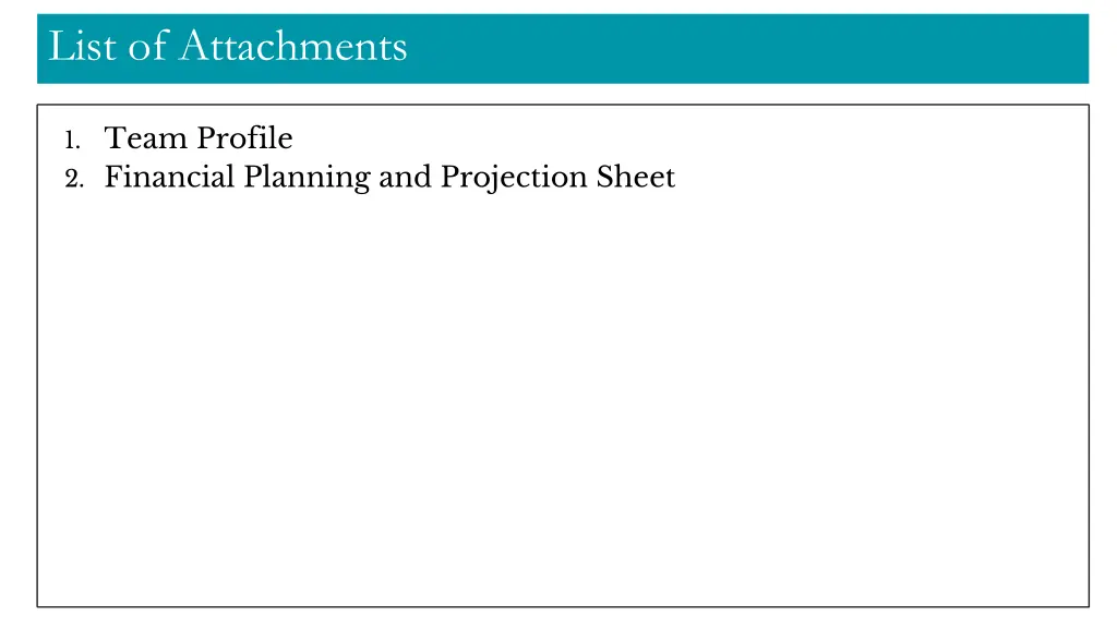 list of attachments