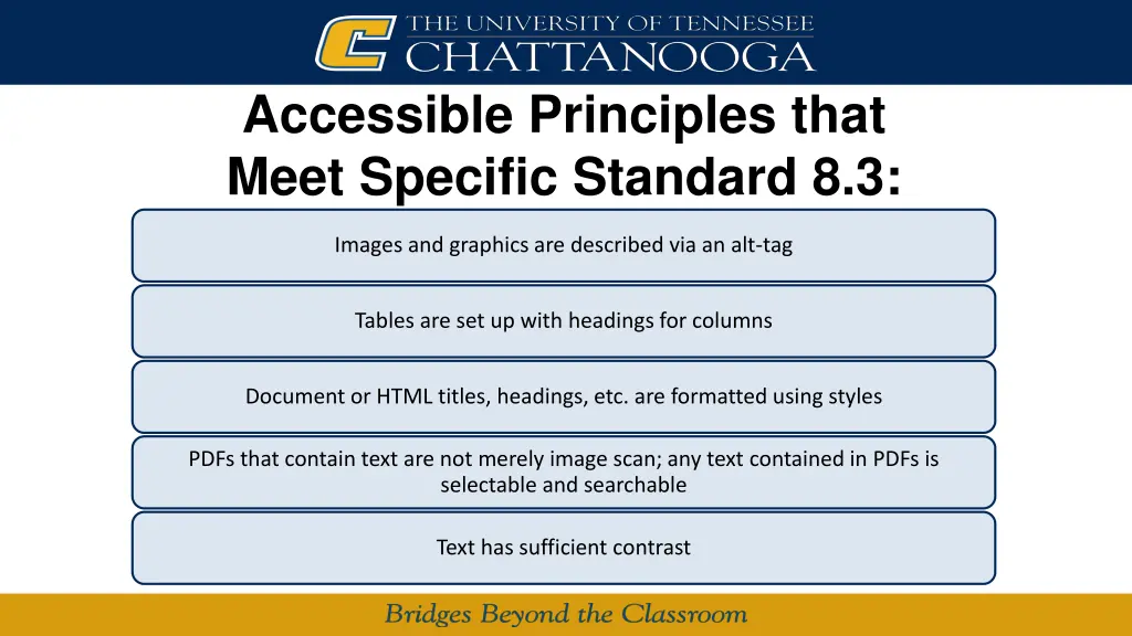 accessible principles that meet specific standard