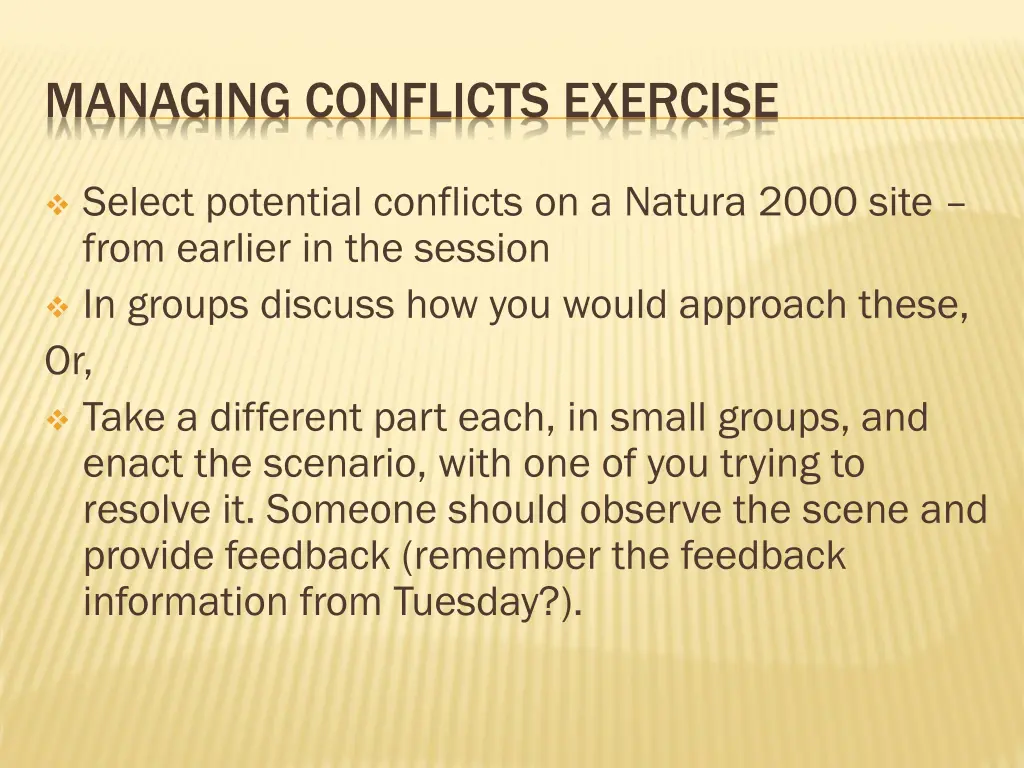 managing conflicts exercise