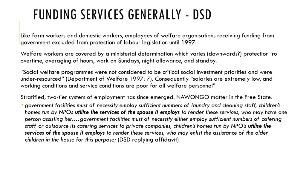 funding services generally dsd