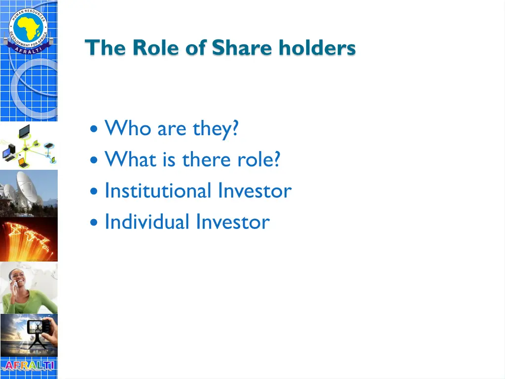 the role of share holders