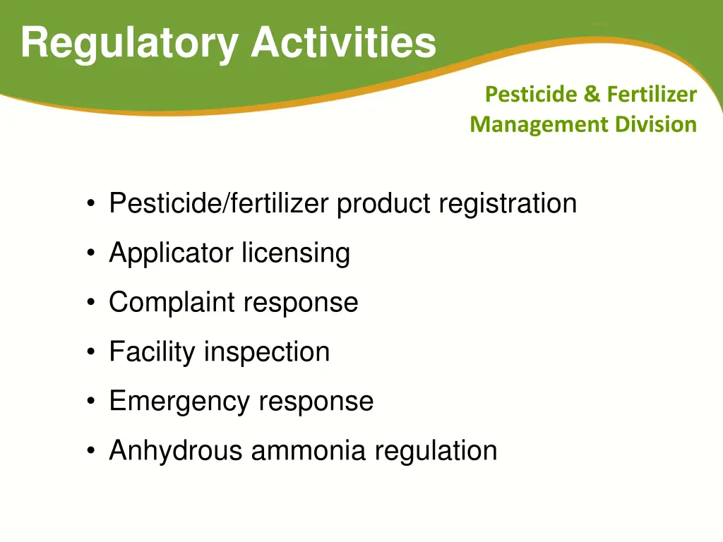 regulatory activities