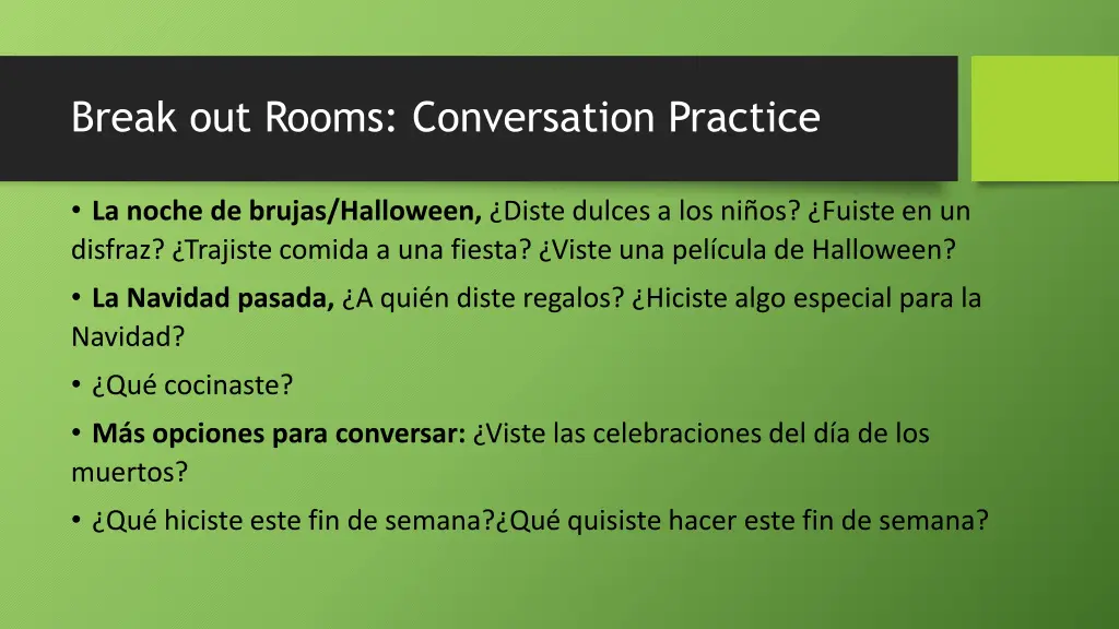 break out rooms conversation practice