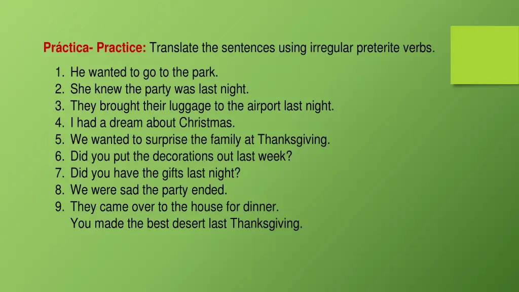 pr ctica practice translate the sentences using