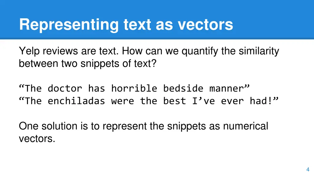 representing text as vectors