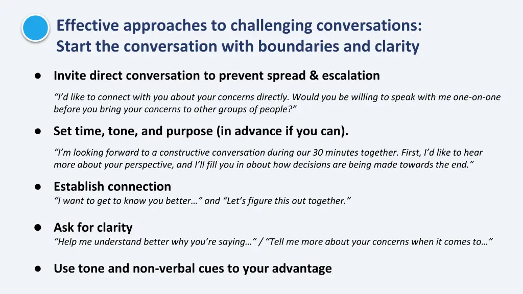 effective approaches to challenging conversations