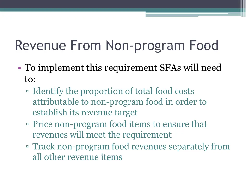 revenue from non program food 2