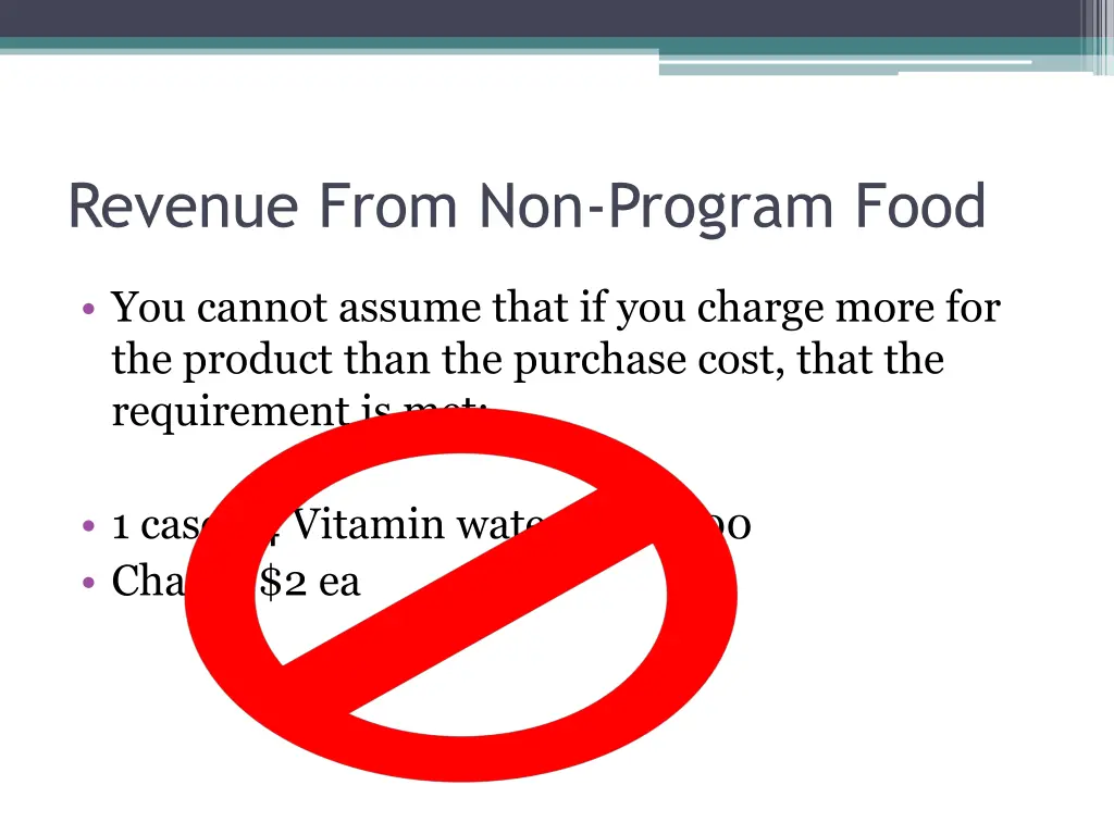 revenue from non program food 5