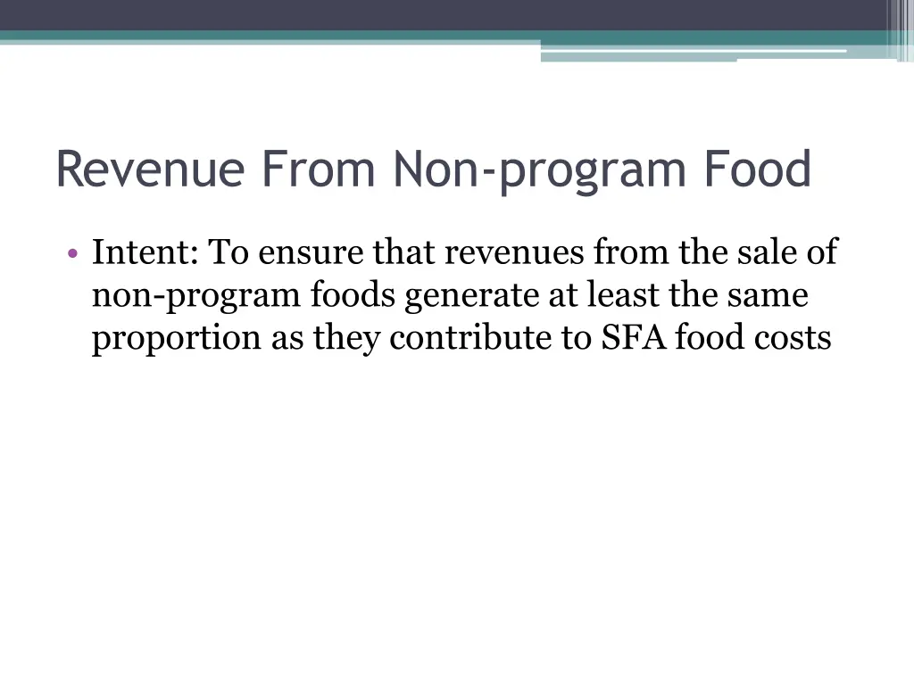 revenue from non program food