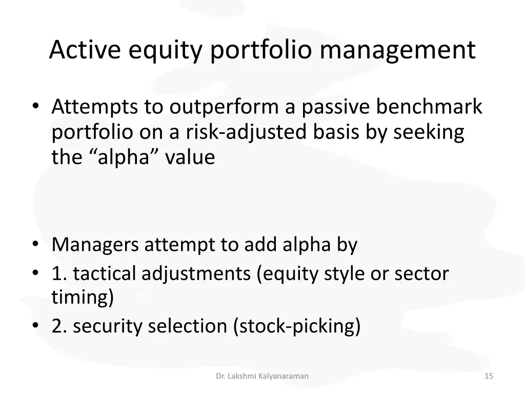 active equity portfolio management