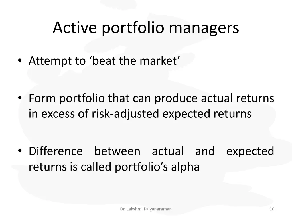 active portfolio managers