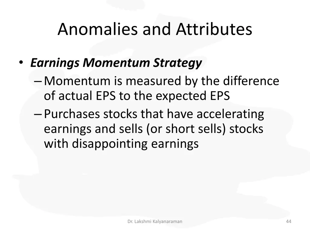 anomalies and attributes