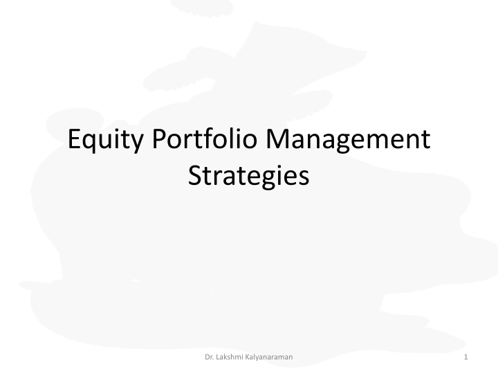 equity portfolio management strategies