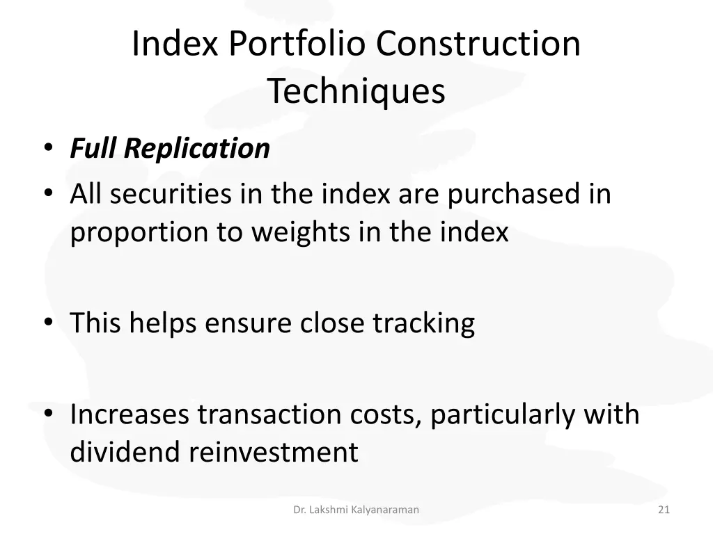 index portfolio construction techniques