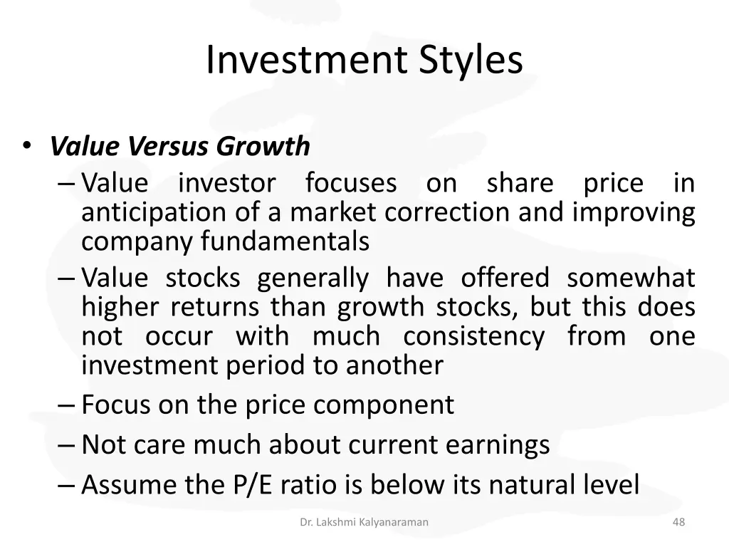 investment styles 1