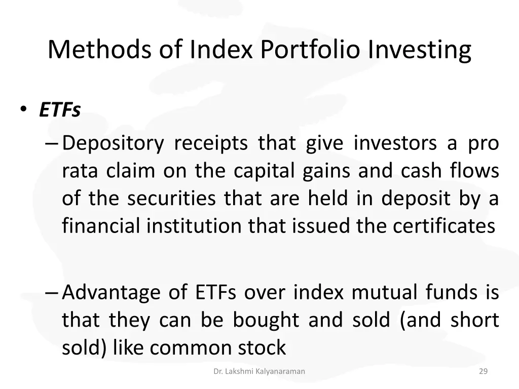 methods of index portfolio investing 2