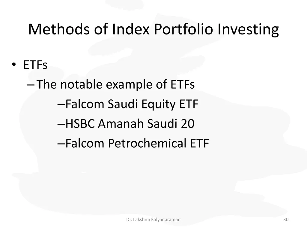 methods of index portfolio investing 3