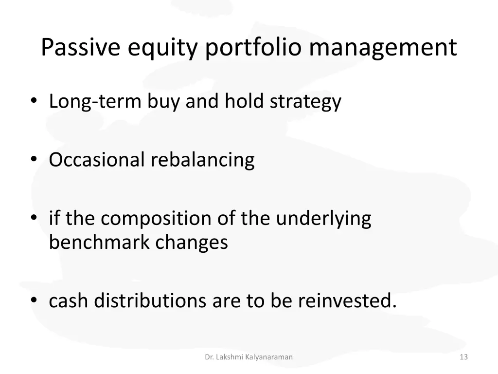 passive equity portfolio management 1