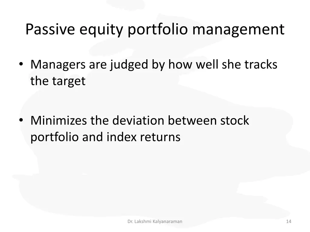 passive equity portfolio management 2