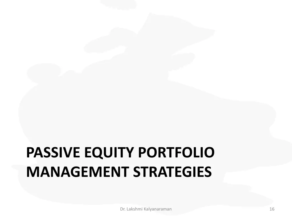 passive equity portfolio management strategies