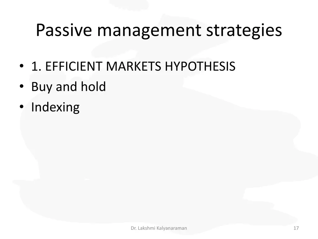 passive management strategies