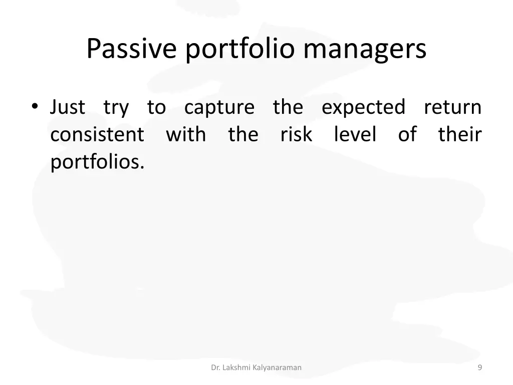 passive portfolio managers