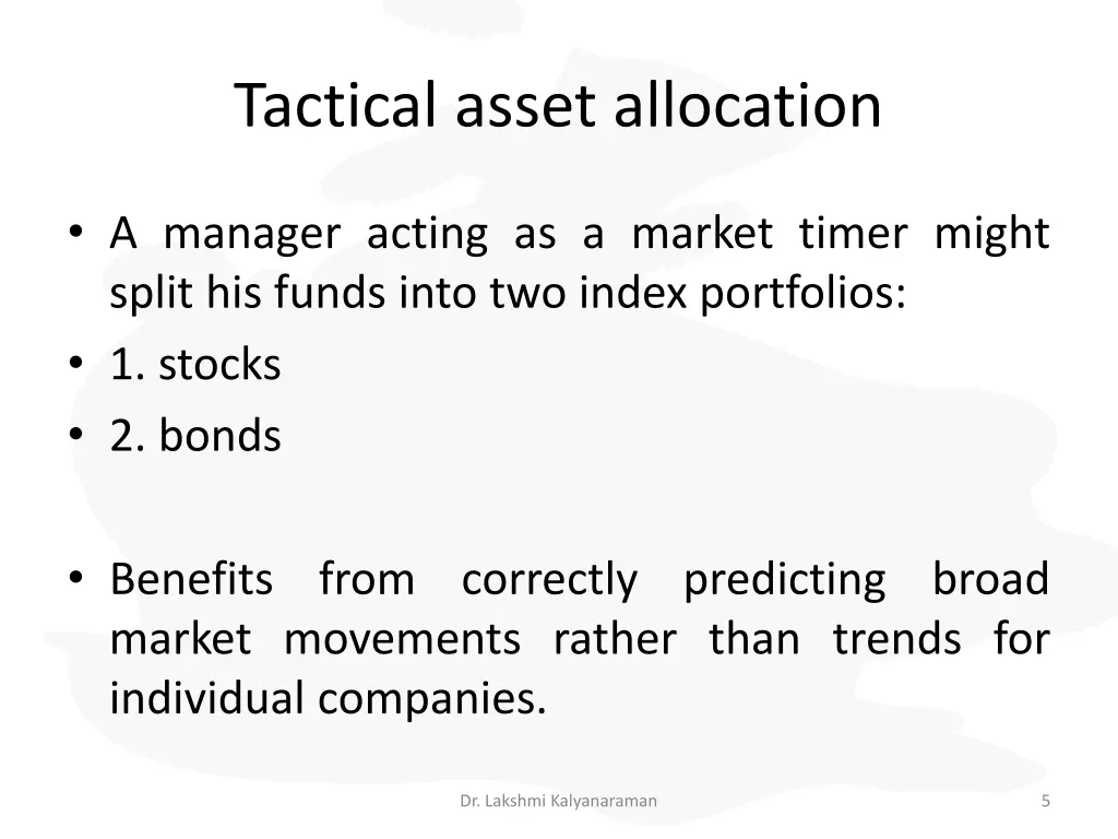 tactical asset allocation